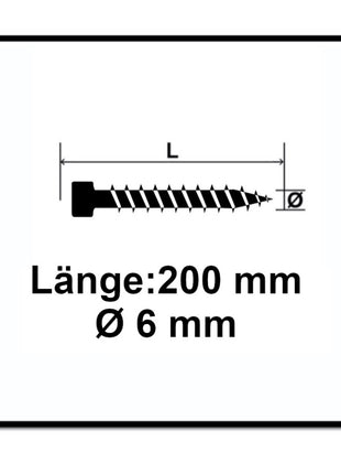 SPAX IN.FORCE Schraube 6,0 x 200 mm 100 Stk. ( 1211010602005 ) Torx T-STAR Plus T30 Vollgewinde Zylinderkopf WIROX 4CUT Bohrspitze - Toolbrothers