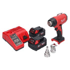 Soplador de aire caliente a batería Milwaukee M18 BHG-502 18 V 470 °C + 2x baterías 5,0 Ah + cargador