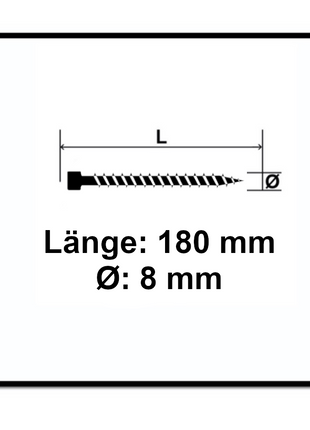 Tornillo SPAX IN.FORCE 8,0 x 180 mm 50 piezas Torx T-STAR Plus T40 (1221010801805) broca WIROX CUT con culata totalmente roscada.