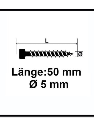 Tornillos para terraza SPAX 5,0 x 50 mm acero inoxidable A2 500 piezas (0537000500505) rosca de fijación culata Torx T-STAR Plus T25 Cut