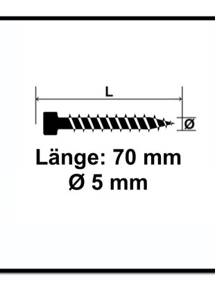 Tornillos para terraza SPAX 5,0 x 70 mm acero inoxidable A2 250 piezas (0537000500705) rosca de fijación culata Torx T-STAR Plus T25 Cut