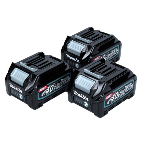 Juego de baterías Makita de 40 V con 3x BL 4025 2,5 Ah (3x 191B36-3) XGT Li-Ion clase de protección IP64 con pantalla LED