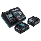 Makita Kit de démarrage batterie 40 V maxi + 1x Batterie (191B36-3) + Chargeur (191E07-8) + Adaptateur 18V (191C10-7)