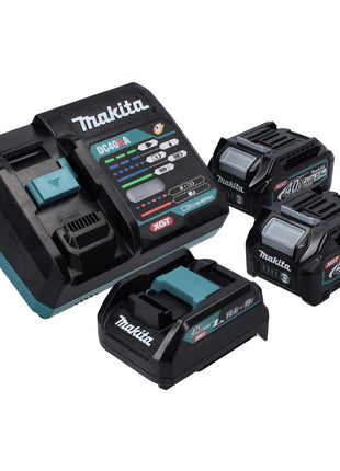 Makita Kit de démarrage batterie 40 V maxi + 2x Batteries BL 4025 2,5 Ah (2x 191B36-3) + Chargeur (191E07-8) + Adaptateur (191C10-7)