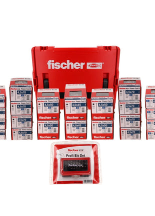 Fischer L-Boxx 238 Power Fast II Caisse à outils pour panneaux d'aggloméré, 3401 pcs. + L-Boxx tête fraisée avec Torx filetage complet / partiel zingué, bleu passivé ( 558740 )