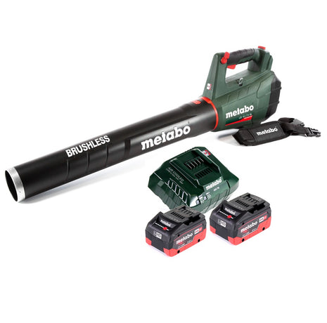 Soplador de hojas a batería Metabo LB 18 LTX BL 18 V sin escobillas + 2 baterías 5,5 Ah + cargador