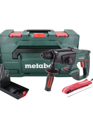 Metabo KHA 18 LTX martillo combinado a batería 18 V 2,2 J SDS Plus + juego de taladro para piedra P4P SDS plus de 7 piezas + metaBOX - sin batería, sin cargador