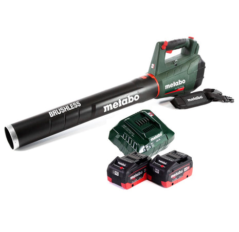 Soplador de hojas a batería Metabo LB 18 LTX BL 18 V sin escobillas + 2 baterías 8,0 Ah + cargador