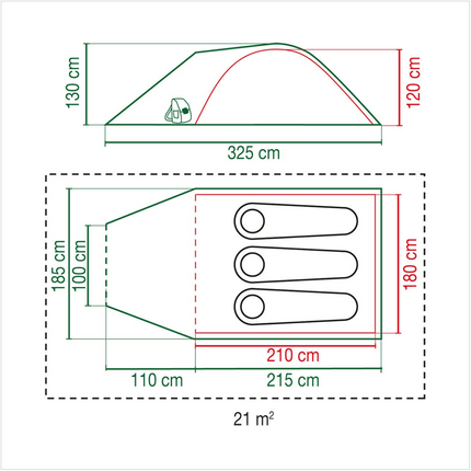 Tienda domo Coleman Kobuk Valley 3 Plus con toldo para 3 personas (2000030280) tienda de aventuras ignífuga