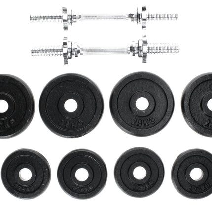 Surenkamas Svarmuo Juego de 2 mancuernas de 10 kg (YLDS09) 2 barras de mancuernas + 4 pesas de 2,5 kg + 4 mancuernas de hierro fundido de 1,25 kg