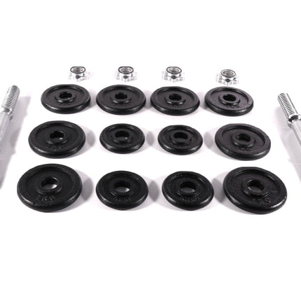 Ensemble d'haltères (YLDS 12) - 2x Barre d'haltères + 4x Poids de 0,5 kg + 8x Poids de 1,0 kg + Serrure en étoile