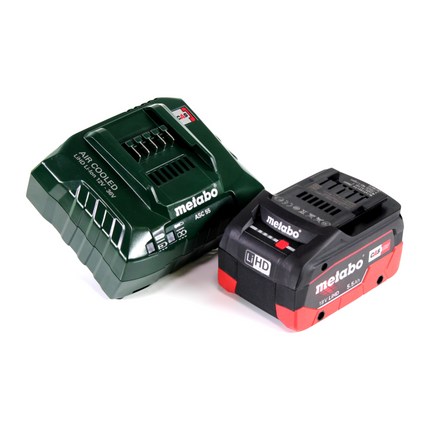 Martillo combinado a batería Metabo KHA 18 LTX 18 V 2,2 J SDS Plus + 1x batería 5,5 Ah + cargador + juego de brocas para piedra P4P SDS plus de 7 piezas + metaBOX