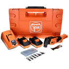 Oscilador de batería Fein MultiMaster AMM 700 MAX C 18 V Starlock Max Brushless + 2x baterías 3.0 Ah + cargador + set de accesorios 6 piezas + estuche