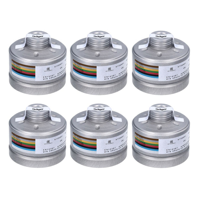 Filtro de protección respiratoria Dräger X-plore Rd40 6x A1B2E2K1 Hg CO NO-P3 RD (6x 6738801) EN148-1 para