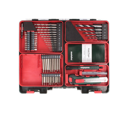 Metabo PowerMaxx BS Basic Set taladro atornillador a batería 10,8 V 34 Nm + 2 baterías 2,0 Ah + cargador + juego de brocas de 64 piezas + maletín (600080880)