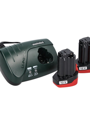 Metabo PowerMaxx BS Basic Set taladro atornillador a batería 10,8 V 34 Nm + 2 baterías 2,0 Ah + cargador + juego de brocas de 64 piezas + maletín (600080880)