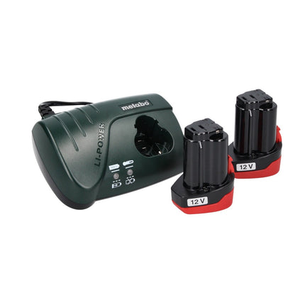 Metabo PowerMaxx BS Basic Set taladro atornillador a batería 10,8 V 34 Nm + 2 baterías 2,0 Ah + cargador + juego de brocas de 64 piezas + maletín (600080880)