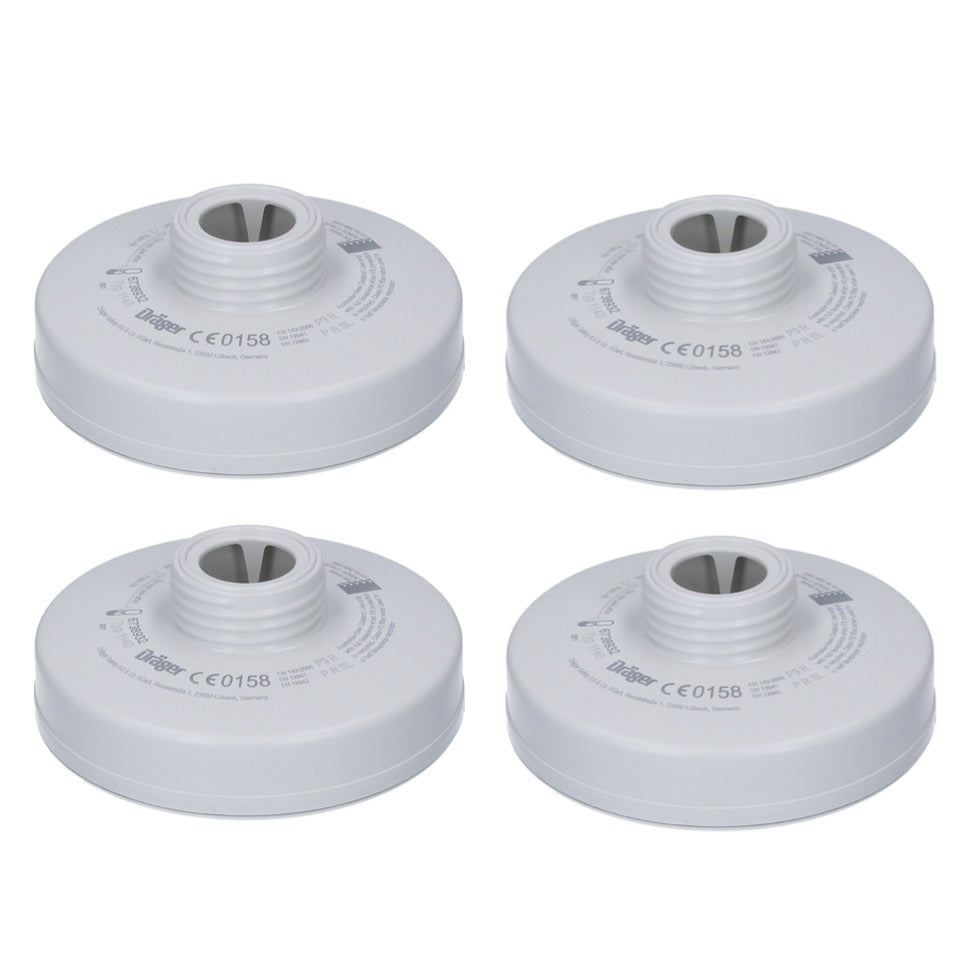 Juego de filtros de partículas Dräger Rd40 4x P3 R (4x 6738932) para máscaras completas X-plore 6000 y medias máscaras X-plore 4000