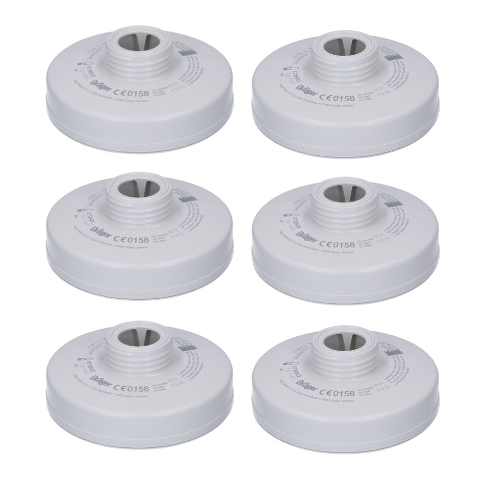 Juego de filtros de partículas Dräger Rd40 6x P3 R (6x 6738932) para máscaras completas X-plore 6000 y medias máscaras X-plore 4000