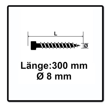 Tornillo SPAX IN.FORCE 8,0 x 300 mm 100 piezas (2x 1221010803005) Torx T-STAR Plus T40 culata totalmente roscada Broca WIROX CUT