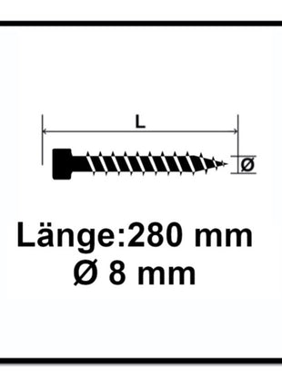 Tornillo SPAX IN.FORCE 8,0 x 280 mm 250 piezas (5x 1221010802805) Torx T-STAR Plus T40 culata totalmente roscada Broca WIROX CUT