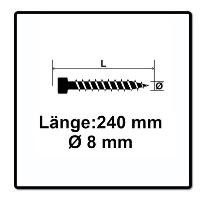 Tornillo SPAX IN.FORCE 8,0 x 240 mm 250 piezas (5x 1221010802405) Torx T-STAR Plus T40 culata totalmente roscada Broca WIROX CUT