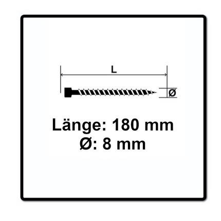 SPAX IN.FORCE Screw  8.0 x 180mm - Full thread - Cylindrical head - Torx T-STAR Plus T80 - WIROX - CUT drill point- 100 pcs. (2x 221010801805)