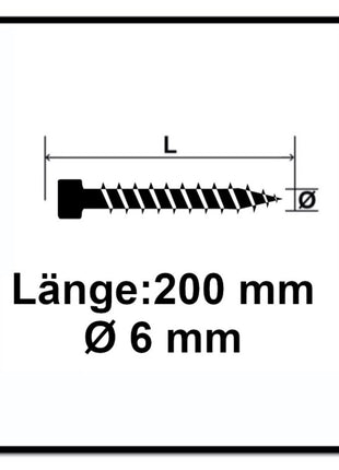 Tornillo SPAX IN.FORCE 6,0 x 200 mm 200 piezas (2x 1211010602005) Torx T-STAR Plus T30 culata totalmente roscada Broca WIROX 4CUT