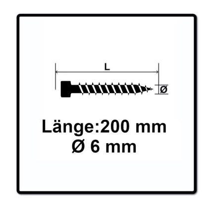 SPAX IN.FORCE Screw 6.0 x 200mm - Full thread - Cylindrical head - Torx T-STAR Plus T30 - WIROX - 4CUT drill point - 500 pcs. ( 5x 1211010602005)
