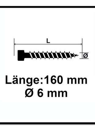 Tornillo SPAX IN.FORCE 6,0 x 160 mm 200 piezas (2x 1211010601605) Torx T-STAR Plus T30 culata totalmente roscada Broca WIROX 4CUT