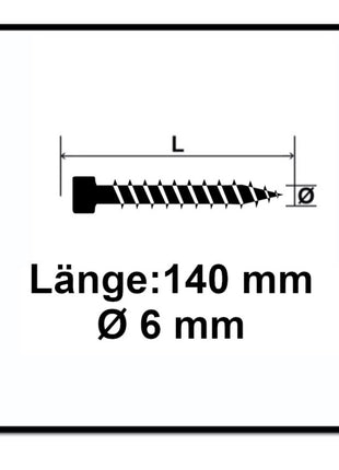 Tornillo SPAX IN.FORCE 6,0 x 140 mm 200 piezas (2x 1211010601405) Torx T-STAR Plus T30 culata totalmente roscada Broca WIROX 4CUT