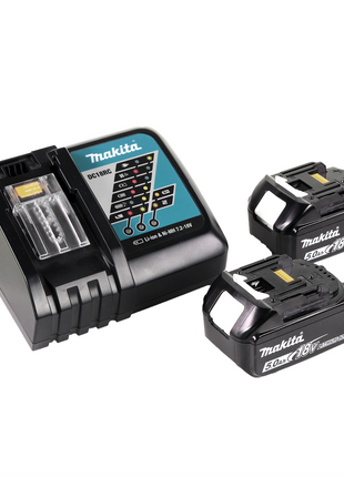 Soplador a batería Makita DUB 184 RT 18 V sin escobillas + 2 baterías 5,0 Ah + cargador