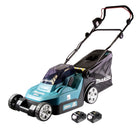 Cortacésped a batería Makita DLM 432 F2 36 V (2x 18 V) 43 cm sin escobillas + 2x batería 3,0 Ah - sin cargador