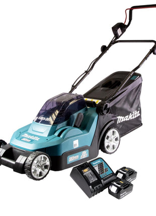 Cortacésped a batería Makita DLM 432 RF2 36 V (2x 18 V) 43 cm sin escobillas + 2x batería 3,0 Ah + cargador