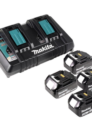 Cortacésped a batería Makita DLM 432 PF4 36 V (2x 18 V) 43 cm sin escobillas + 4x batería 3,0 Ah + cargador doble