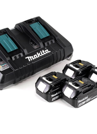 Makita DLM 432 PM4 Tondeuse à gazon sans fil à 36 V (2x 18 V) 43 cm brushless + 4x Batteries 4.0 Ah + Chargeur double