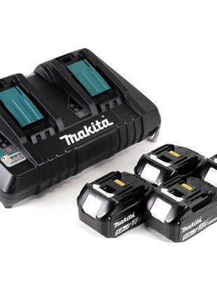 Cortacésped a batería Makita DLM 432 PT4 36 V (2x 18 V) 43 cm sin escobillas + 4x batería 5,0 Ah + cargador doble