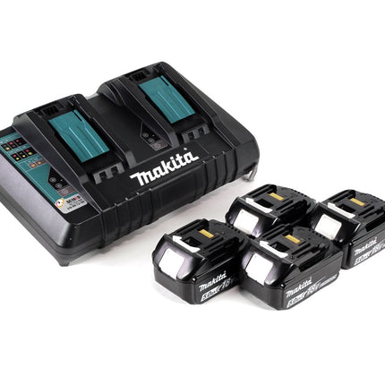 Makita DLM 432 PT4 Cortacésped sin cable 36 V (2x 18 V) 43 cm sin escobillas + 4x Baterías 5.0 Ah + Cargador Dual