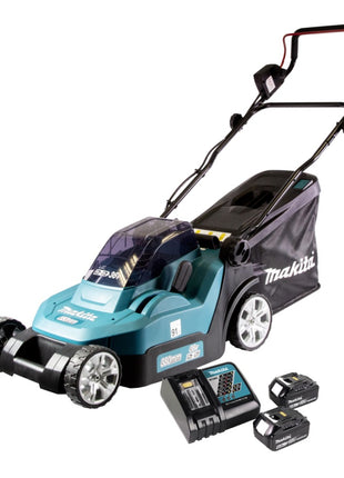 Cortacésped a batería Makita DLM 432 RG2 36 V (2x 18 V) 43 cm sin escobillas + 2x batería 6,0 Ah + cargador