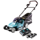 Cortacésped a batería Makita DLM 432 PG4 36 V (2x 18 V) 43 cm sin escobillas + 4x batería 6,0 Ah + cargador doble