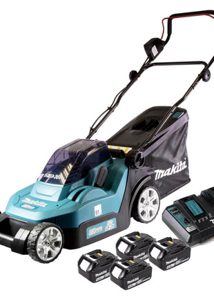 Cortacésped a batería Makita DLM 382 PT4 36 V (2x 18 V) 38 cm 40 l + 4x batería 5,0 Ah + cargador doble