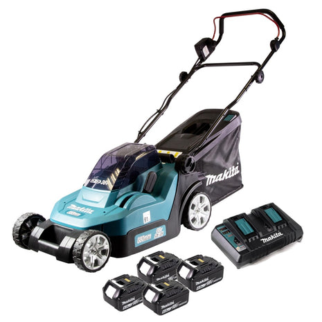 Cortacésped a batería Makita DLM 382 PG4 36 V (2x 18 V) 38 cm 40 l + 4x batería 6,0 Ah + cargador doble