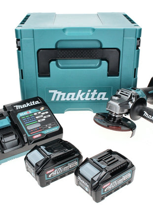 Amoladora angular a batería Makita GA 005 GM201 40 V máx. 125 mm sin escobillas XGT + 2x batería 4,0 Ah + cargador + Makpac