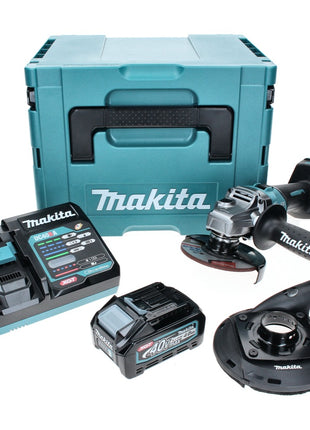 Meuleuse d'angle sur batterie Makita GA 005 GM101 40 V max. 125 mm Brushless XGT + 1x batterie 4,0 Ah + chargeur + hotte d'aspiration + Makpac