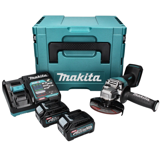 Amoladora angular a batería Makita GA 013 GD201 40 V máx. 125 mm sin escobillas XGT + 2x batería 2,5 Ah + cargador + Makpac