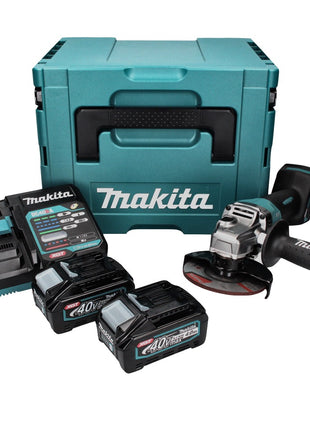 Amoladora angular a batería Makita GA 013 GM201 40 V máx. 125 mm sin escobillas XGT + 2x batería 4,0 Ah + cargador + Makpac