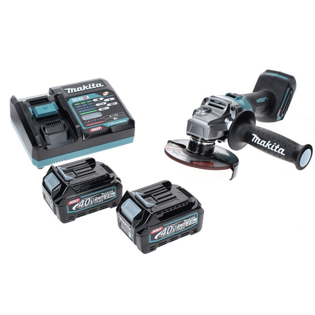 Amoladora angular a batería Makita GA 008 GD2 40 V máx. 125 mm sin escobillas XGT + 2 baterías 2,5 Ah + cargador