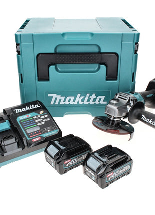 Makita GA 008 GD201 Meuleuse d'angle sans fil 40 V maxi 125 mm brushless XGT + 2x Batteries 2,5 Ah + Chargeur + Makpac