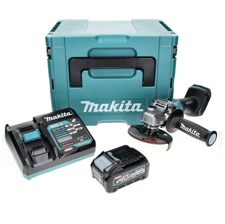 Amoladora angular a batería Makita GA 008 GM101 40 V máx. 125 mm sin escobillas XGT + 1x batería 4,0 Ah + cargador + Makpac