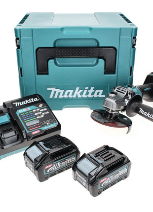 Makita GA 008 GM201 Meuleuse d'angle sans fil 40 V max. 125 mm  XGT + 2x Batteries 4,0 Ah + Chargeur + Coffret de transport Makpac